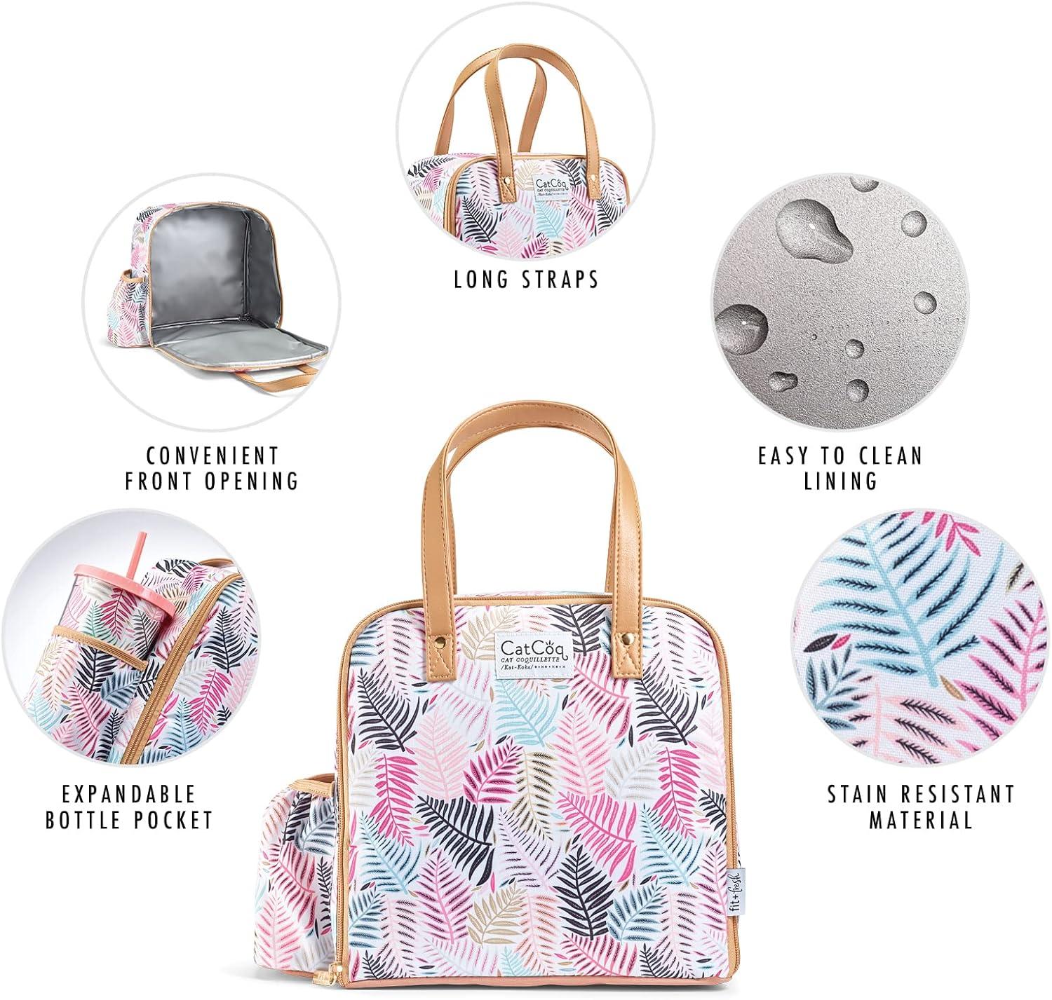 imageFit ampamp Fresh Lunch Bag For Women Insulated Womens Lunch Bag For Work Leakproof ampamp StainResistant Large Lunch Box For Women With Containers Tumbler and Ice Pack Zipper Closure Wichita Bag X SpotColorful Palm