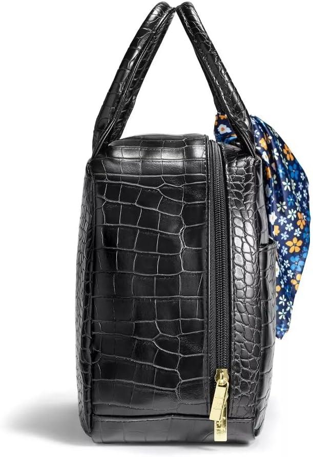 imageFit ampamp Fresh Lyon Modern Lunch Bag With Travel Utensils For Women Insulated Womens Lunch Bag For Work Leakproof ampamp StainResistant Large Lunch Box For Women Faux Croc Leather BlackLyon Black