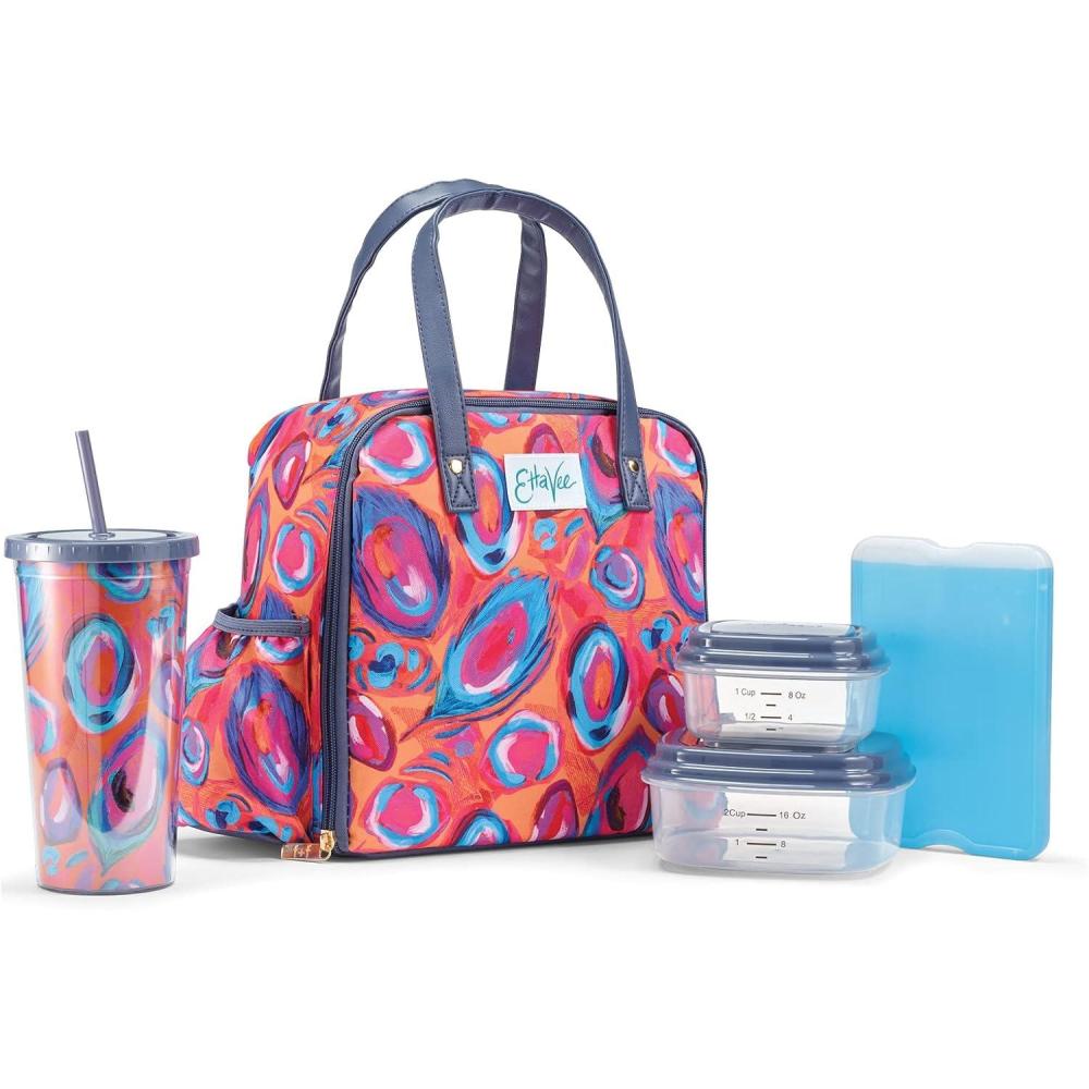 imageFit ampamp Fresh Lunch Bag For Women Insulated Womens Lunch Bag For Work Leakproof ampamp StainResistant Large Lunch Box For Women With Containers Tumbler and Ice Pack Zipper Closure Wichita Bag X SpotAbstract Peacock