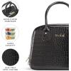 imageFit ampamp Fresh Lyon Modern Lunch Bag With Travel Utensils For Women Insulated Womens Lunch Bag For Work Leakproof ampamp StainResistant Large Lunch Box For Women Faux Croc Leather BlackBlack