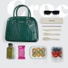 imageFit ampamp Fresh Lyon Modern Lunch Bag With Travel Utensils For Women Insulated Womens Lunch Bag For Work Leakproof ampamp StainResistant Large Lunch Box For Women Faux Croc Leather BlackGreen