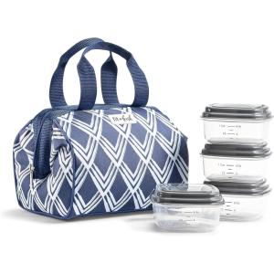 imageFit ampamp Fresh Charlotte Adult Insulated Lunch Bag with Carry Handles Graphic CheetahNavy Sketch Diamonds