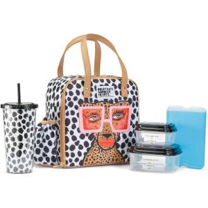 imageFit ampamp Fresh Lunch Bag For Women Insulated Womens Lunch Bag For Work Leakproof ampamp StainResistant Large Lunch Box For Women With Containers Tumbler and Ice Pack Zipper Closure Wichita Bag X SpotTropical Glam Cat