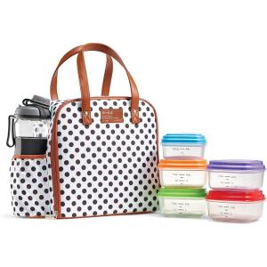 imageFit ampamp Fresh Lunch Bag For Women Insulated Womens Lunch Bag For Work Leakproof ampamp StainResistant Large Lunch Box For Women With Containers Tumbler and Ice Pack Zipper Closure Wichita Bag X SpotWhite Dot