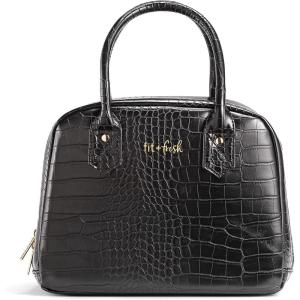 imageFit ampamp Fresh Lyon Modern Lunch Bag With Travel Utensils For Women Insulated Womens Lunch Bag For Work Leakproof ampamp StainResistant Large Lunch Box For Women Faux Croc Leather BlackBlack