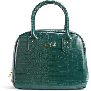 imageFit ampamp Fresh Lyon Modern Lunch Bag With Travel Utensils For Women Insulated Womens Lunch Bag For Work Leakproof ampamp StainResistant Large Lunch Box For Women Faux Croc Leather BlackGreen