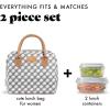 imageFit ampamp Fresh Bloomington Lunch Bag for Women  Insulated Large Lunch Box for Work with Containers LeakResistant StainResistant Zipper Closure MauveGrey Dot