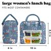 imageFit ampamp Fresh Bloomington Lunch Bag for Women  Insulated Large Lunch Box for Work with Containers LeakResistant StainResistant Zipper Closure MauveDenim Bows