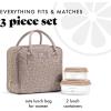 imageFit ampamp Fresh Bloomington Lunch Bag for Women  Insulated Large Lunch Box for Work with Containers LeakResistant StainResistant Zipper Closure MauveMocha Feline Fine