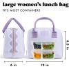 imageFit ampamp Fresh Bloomington Lunch Bag for Women  Insulated Large Lunch Box for Work with Containers LeakResistant StainResistant Zipper Closure MauveLavender Scallop