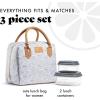 imageFit ampamp Fresh Bloomington Lunch Bag for Women  Insulated Large Lunch Box for Work with Containers LeakResistant StainResistant Zipper Closure MauveGray Seaport Geo