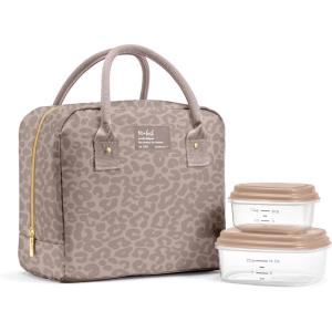imageFit ampamp Fresh Bloomington Lunch Bag for Women  Insulated Large Lunch Box for Work with Containers LeakResistant StainResistant Zipper Closure MauveMocha Feline Fine