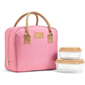 imageFit ampamp Fresh Bloomington Lunch Bag for Women  Insulated Large Lunch Box for Work with Containers LeakResistant StainResistant Zipper Closure MauveDusty Rose