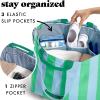 imageFit ampamp Fresh Large Beach Bag for Women  Extra Large Travel Tote With PocketsBlue  Green Stripe