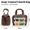imageFit ampamp Fresh Neoprene Lunch Bag For Women Insulated Womens Lunch Bag For Work Tear ampamp Stain Resistant Large Lunch Box For Women With Containers and Ice Machine Washable Remi Bag Ivory StripeDark Chocolate