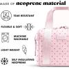 imageFit ampamp Fresh Neoprene Lunch Bag For Women Insulated Womens Lunch Bag For Work Tear ampamp Stain Resistant Large Lunch Box For Women With Containers and Ice Machine Washable Remi Bag Ivory StripeTiny Hearts