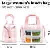 imageFit ampamp Fresh Neoprene Lunch Bag For Women Insulated Womens Lunch Bag For Work Tear ampamp Stain Resistant Large Lunch Box For Women With Containers and Ice Machine Washable Remi Bag Ivory StripePink Gingham