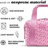 imageFit ampamp Fresh Neoprene Lunch Bag For Women Insulated Womens Lunch Bag For Work Tear ampamp Stain Resistant Large Lunch Box For Women With Containers and Ice Machine Washable Remi Bag Ivory StripeSweet Pink Block