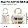 imageFit ampamp Fresh Neoprene Lunch Bag For Women Insulated Womens Lunch Bag For Work Tear ampamp Stain Resistant Large Lunch Box For Women With Containers and Ice Machine Washable Remi Bag Ivory StripeTan Floral