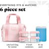 imageFit ampamp Fresh Neoprene Lunch Bag For Women Insulated Womens Lunch Bag For Work Tear ampamp Stain Resistant Large Lunch Box For Women With Containers and Ice Machine Washable Remi Bag Ivory StripePink Gingham