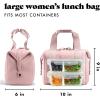 imageFit ampamp Fresh Neoprene Lunch Bag For Women Insulated Womens Lunch Bag For Work Tear ampamp Stain Resistant Large Lunch Box For Women With Containers and Ice Machine Washable Remi Bag Ivory StripeMauve