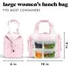 imageFit ampamp Fresh Neoprene Lunch Bag For Women Insulated Womens Lunch Bag For Work Tear ampamp Stain Resistant Large Lunch Box For Women With Containers and Ice Machine Washable Remi Bag Ivory StripeTiny Hearts