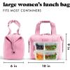 imageFit ampamp Fresh Neoprene Lunch Bag For Women Insulated Womens Lunch Bag For Work Tear ampamp Stain Resistant Large Lunch Box For Women With Containers and Ice Machine Washable Remi Bag Ivory StripePink