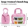 imageFit ampamp Fresh Neoprene Lunch Bag For Women Insulated Womens Lunch Bag For Work Tear ampamp Stain Resistant Large Lunch Box For Women With Containers and Ice Machine Washable Remi Bag Ivory StripeSweet Pink Block