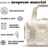 imageFit ampamp Fresh Neoprene Lunch Bag For Women Insulated Womens Lunch Bag For Work Tear ampamp Stain Resistant Large Lunch Box For Women With Containers and Ice Machine Washable Remi Bag Ivory StripeTan Floral