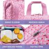 imageFit ampamp Fresh Neoprene Lunch Bag For Women Insulated Womens Lunch Bag For Work Tear ampamp Stain Resistant Large Lunch Box For Women With Containers and Ice Machine Washable Remi Bag Ivory StripeSweet Pink Block