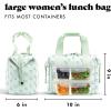 imageFit ampamp Fresh Neoprene Lunch Bag For Women Insulated Womens Lunch Bag For Work Tear ampamp Stain Resistant Large Lunch Box For Women With Containers and Ice Machine Washable Remi Bag Ivory StripeSage Flower Block