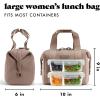 imageFit ampamp Fresh Neoprene Lunch Bag For Women Insulated Womens Lunch Bag For Work Tear ampamp Stain Resistant Large Lunch Box For Women With Containers and Ice Machine Washable Remi Bag Ivory StripeTaupe