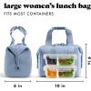 imageFit ampamp Fresh Neoprene Lunch Bag For Women Insulated Womens Lunch Bag For Work Tear ampamp Stain Resistant Large Lunch Box For Women With Containers and Ice Machine Washable Remi Bag Ivory StripeBlue