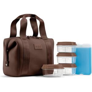 imageFit ampamp Fresh Neoprene Lunch Bag For Women Insulated Womens Lunch Bag For Work Tear ampamp Stain Resistant Large Lunch Box For Women With Containers and Ice Machine Washable Remi Bag Ivory StripeDark Chocolate