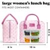 imageFit amp Fresh Bloomington Lunch Bag for Women  Insulated Large Lunch Box for Work with Containers LeakResistant StainResistant Zipper Closure Pink Dainty BowsPink Tiny Flowers