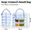 imageFit amp Fresh Bloomington Lunch Bag for Women  Insulated Large Lunch Box for Work with Containers LeakResistant StainResistant Zipper Closure Pink Dainty BowsCornflower Blue Picnic