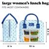 imageFit amp Fresh Bloomington Lunch Bag for Women  Insulated Large Lunch Box for Work with Containers LeakResistant StainResistant Zipper Closure Pink Dainty BowsBlue Tiny Flowers