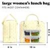 imageFit amp Fresh Bloomington Lunch Bag for Women  Insulated Large Lunch Box for Work with Containers LeakResistant StainResistant Zipper Closure Pink Dainty BowsYellow Tiny Flowers