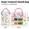 imageFit amp Fresh Bloomington Lunch Bag for Women  Insulated Large Lunch Box for Work with Containers LeakResistant StainResistant Zipper Closure Pink Dainty BowsColorful Bows  Flowers