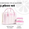 imageFit amp Fresh Bloomington Lunch Bag for Women  Insulated Large Lunch Box for Work with Containers LeakResistant StainResistant Zipper Closure Pink Dainty BowsPink Wallpaper Bows