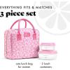 imageFit amp Fresh Bloomington Lunch Bag for Women  Insulated Large Lunch Box for Work with Containers LeakResistant StainResistant Zipper Closure Pink Dainty BowsPink Doodle Hearts