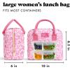 imageFit amp Fresh Bloomington Lunch Bag for Women  Insulated Large Lunch Box for Work with Containers LeakResistant StainResistant Zipper Closure Pink Dainty BowsPink Doodle Hearts