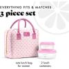 imageFit amp Fresh Bloomington Lunch Bag for Women  Insulated Large Lunch Box for Work with Containers LeakResistant StainResistant Zipper Closure Pink Dainty BowsTiny Pink Hearts