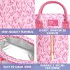 imageFit amp Fresh Bloomington Lunch Bag for Women  Insulated Large Lunch Box for Work with Containers LeakResistant StainResistant Zipper Closure Pink Dainty BowsPink Doodle Hearts