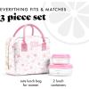 imageFit amp Fresh Bloomington Lunch Bag for Women  Insulated Large Lunch Box for Work with Containers LeakResistant StainResistant Zipper Closure Pink Dainty BowsPink Sweet Floral Bows