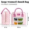 imageFit amp Fresh Bloomington Lunch Bag for Women  Insulated Large Lunch Box for Work with Containers LeakResistant StainResistant Zipper Closure Pink Dainty BowsTiny Pink Hearts