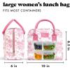 imageFit amp Fresh Bloomington Lunch Bag for Women  Insulated Large Lunch Box for Work with Containers LeakResistant StainResistant Zipper Closure Pink Dainty BowsPink Floral Toile