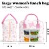 imageFit amp Fresh Bloomington Lunch Bag for Women  Insulated Large Lunch Box for Work with Containers LeakResistant StainResistant Zipper Closure Pink Dainty BowsPink Sweet Floral Bows