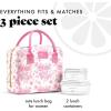 imageFit amp Fresh Bloomington Lunch Bag for Women  Insulated Large Lunch Box for Work with Containers LeakResistant StainResistant Zipper Closure Pink Dainty BowsPink Floral Toile
