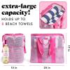 imageFit amp Fresh The Shore Thing Marine Grade Mesh Beach Bag with Pockets  Waterproof Sandproof Tote Bag Lightweight Foldable Tote Bag XL Travel Bag Beach Vacation Essentials Flamingo Pink